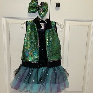 Green and Blue Sequin Kids Dance/Halloween Costume
